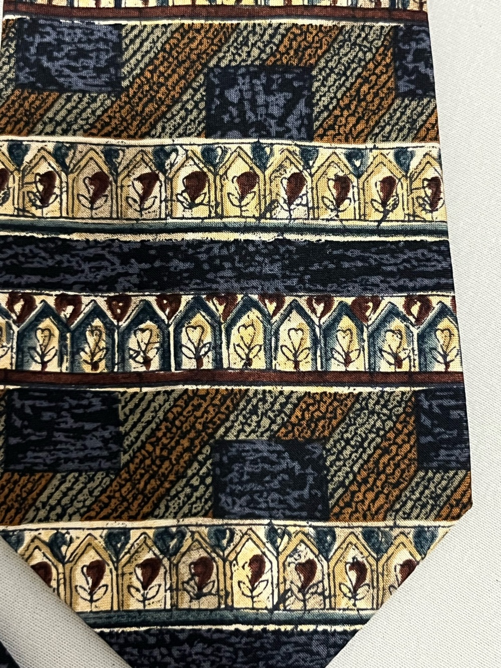 Geoffrey Beene Striped Geometric Tie- 100% Silk